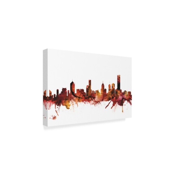 Michael Tompsett 'Melbourne Australia Skyline Red' Canvas Art,12x19